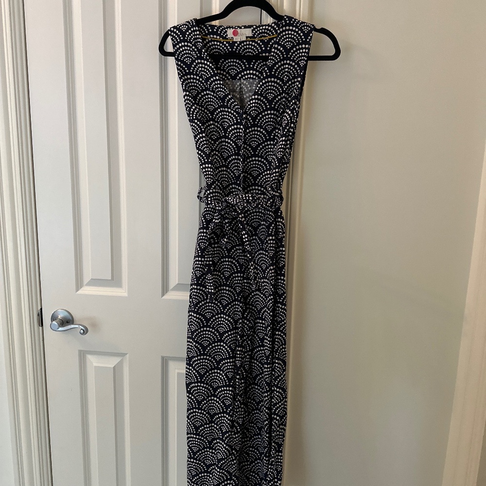 Boden size 2 wide leg button-up jumpsuit with sash